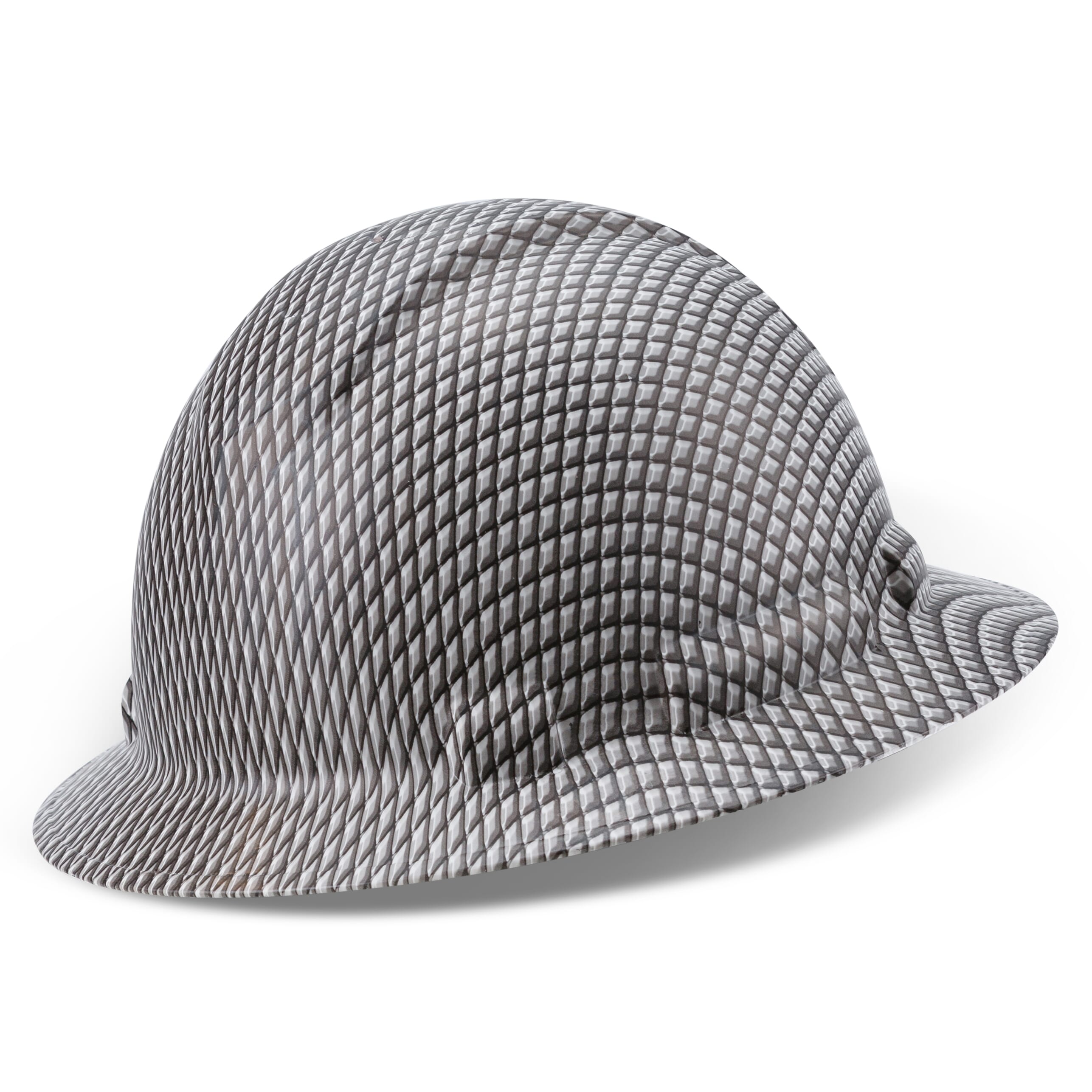 Full Brim Pyramex Hard Hat, Custom 3D Diamonds Design, Safety Helmet, 6 Point