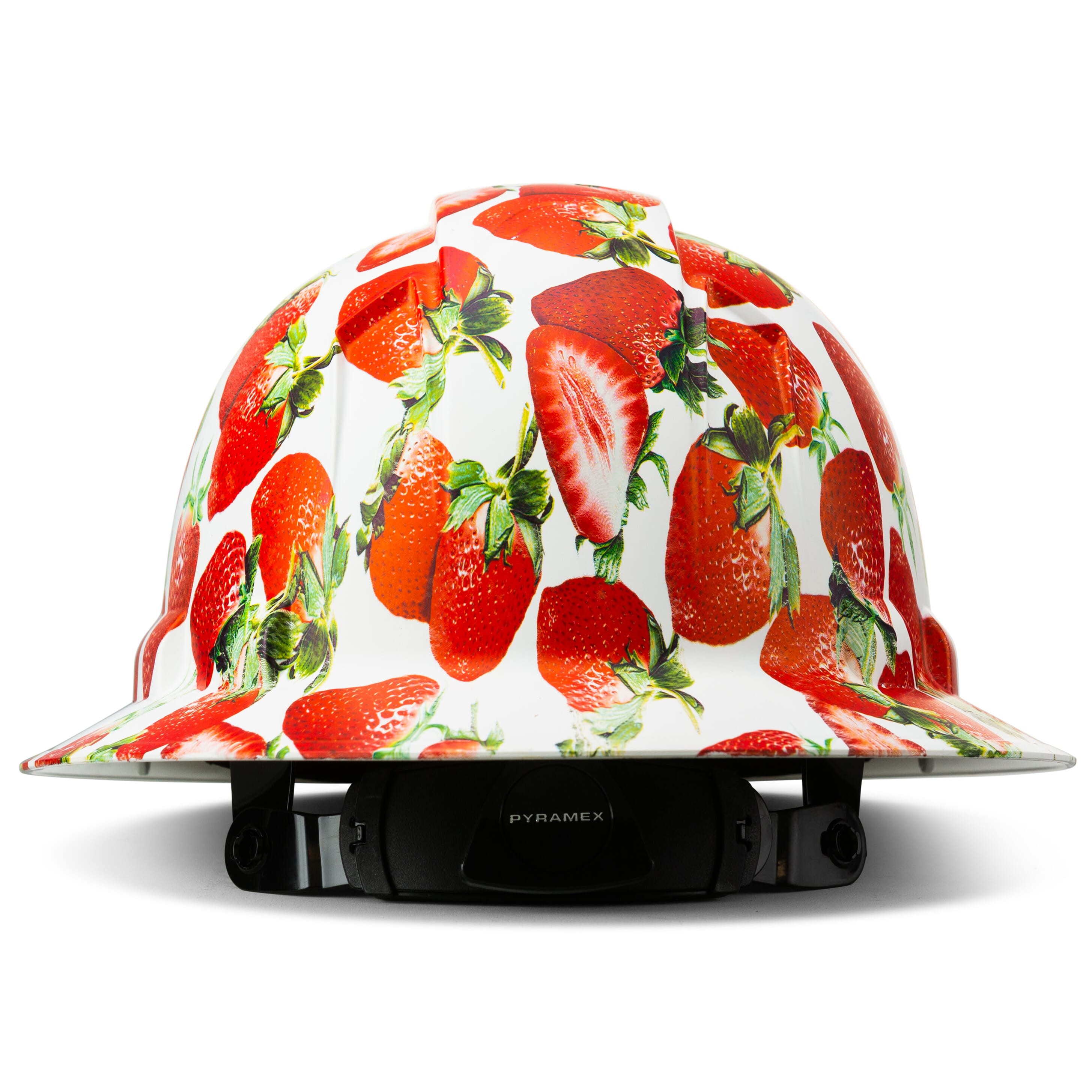 Full Brim Pyramex Hard Hat, Custom Strawberry Fields Design, Safety Helmet, 6 Point