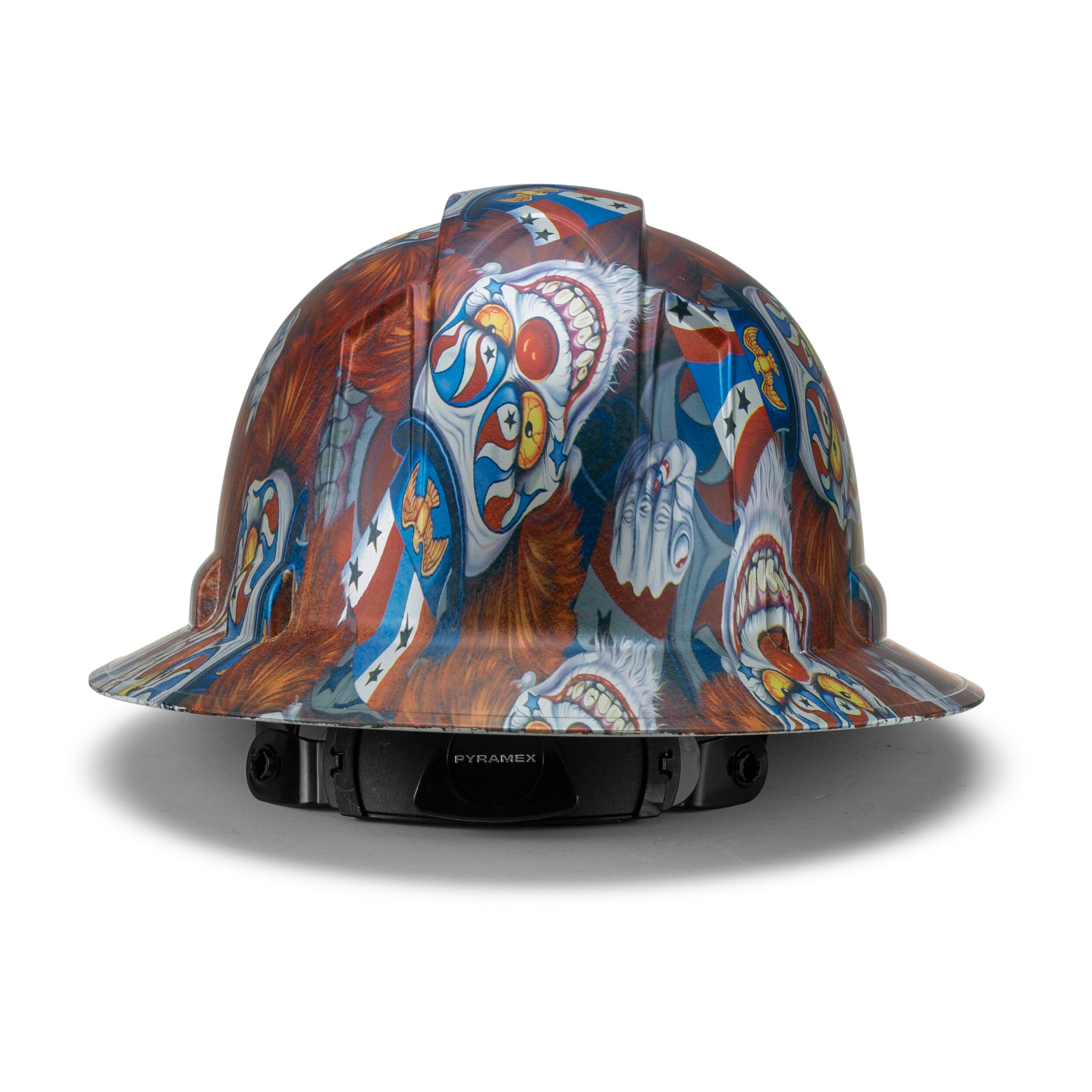 Full Brim Pyramex Hard Hat, Custom Three Ring Nightmare Design, Safety Helmet, 6 Point