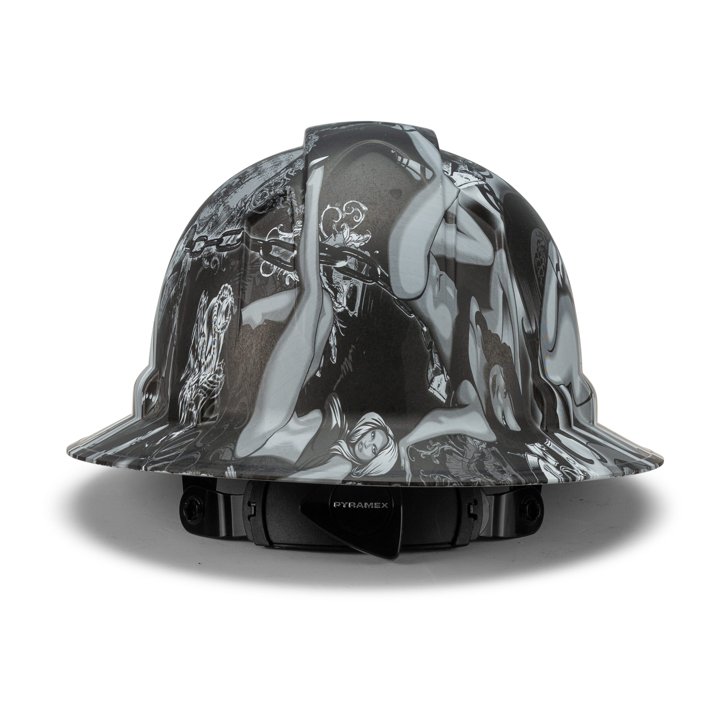Full Brim Pyramex Hard Hat, Custom Ladykiller Design, Safety Helmet, 6 Point