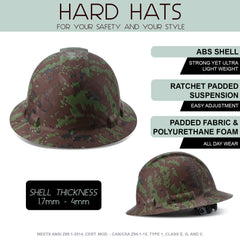 Full Brim Pyramex Hard Hat, Custom Muddy Camo Design, Safety Helmet, 6 Point