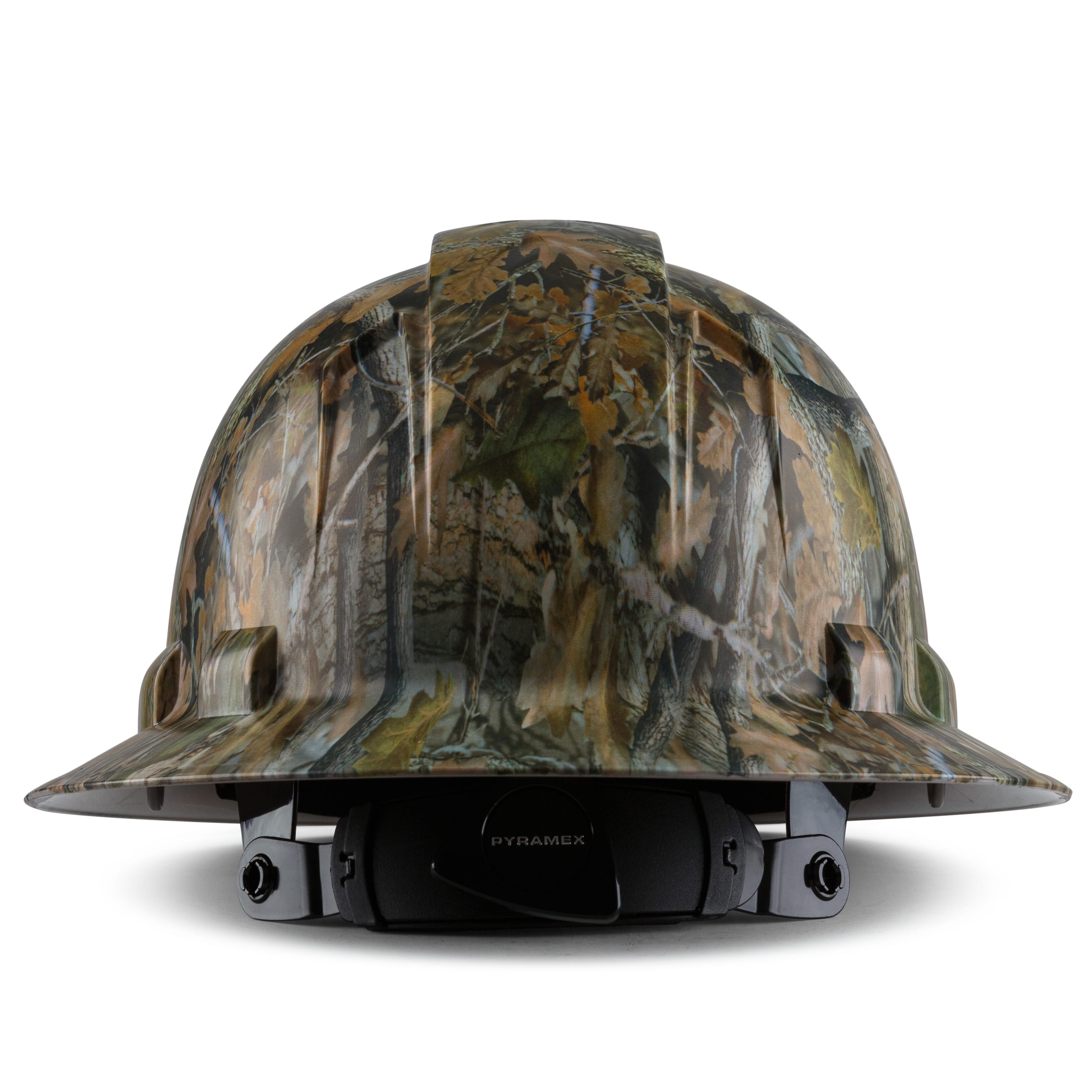 Full Brim Pyramex Hard Hat, Custom Forest Camo, Light Gray Hat Camo Design, Safety Helmet, 6 Point