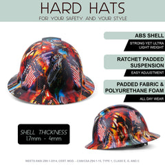 Full Brim Pyramex Hard Hat, Custom Action Trump Maga Design, Safety Helmet, 6 Point