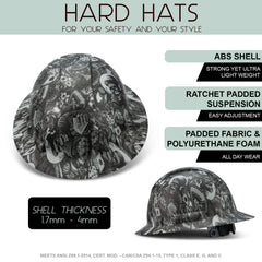 Full Brim Pyramex Hard Hat, Custom Casino Fatale Design, Safety Helmet, 6 Point