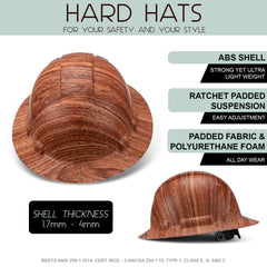 Full Brim Pyramex Hard Hat, Custom Knock On Wood Design, Safety Helmet, 6 Point
