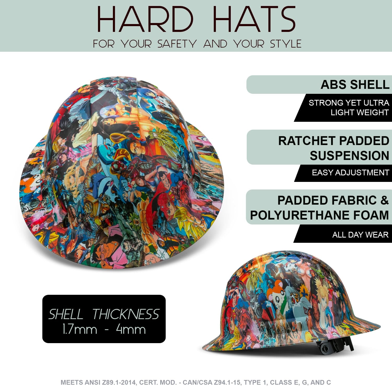Full Brim Pyramex Hard Hat, Custom Cartoons And Character Design, Safety Helmet, 6 Point