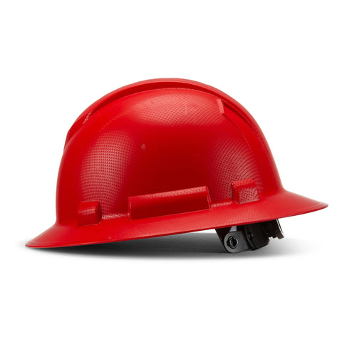 Full Brim Pyramex Hard Hat, Custom Red Textured Design, Safety Helmet, 6 Point