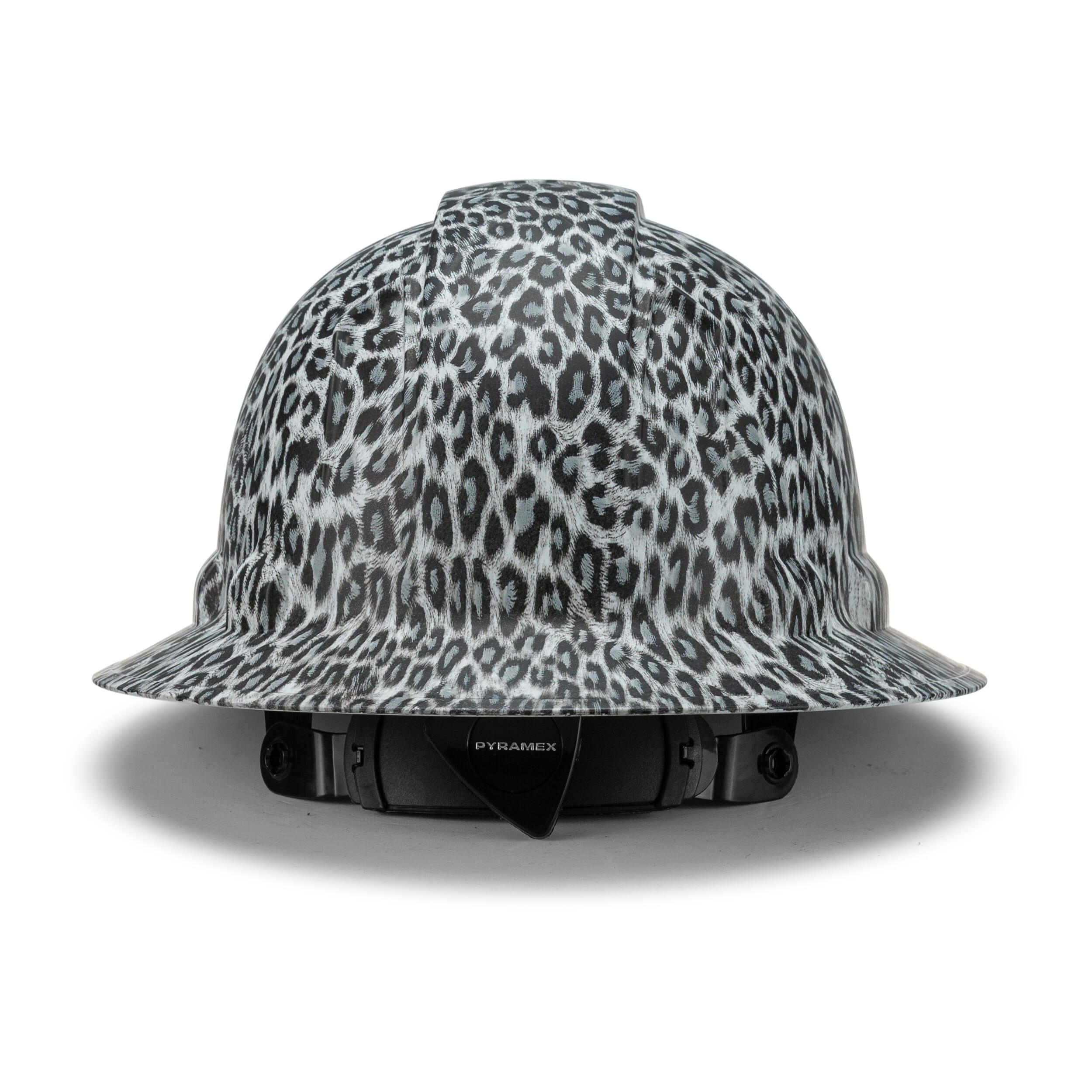 Full Brim Pyramex Hard Hat, Custom Snow Leopard Design, Safety Helmet, 6 Point