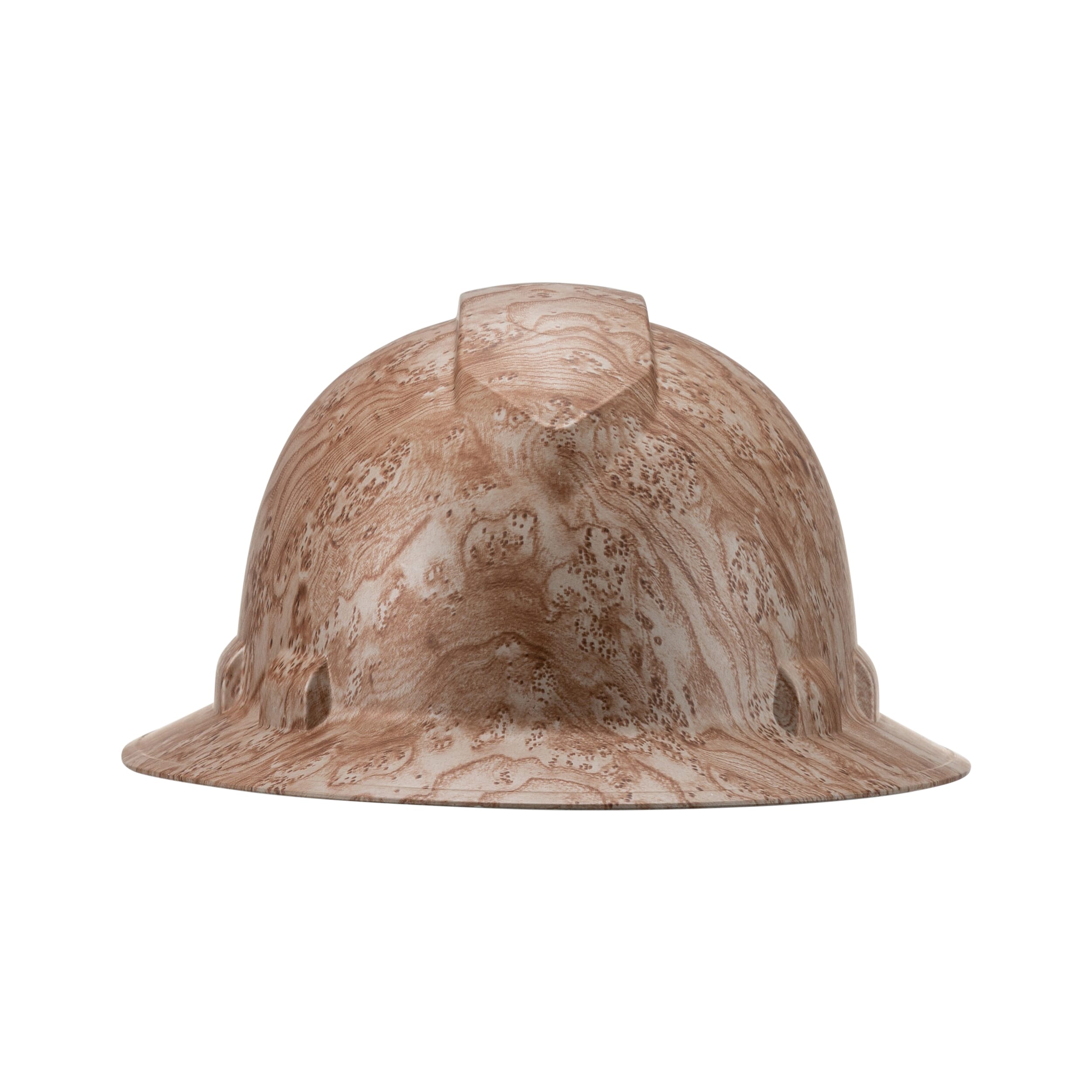 Full Brim Pyramex Hard Hat, Custom Burled Wood Design, Safety Helmet, 6 Point