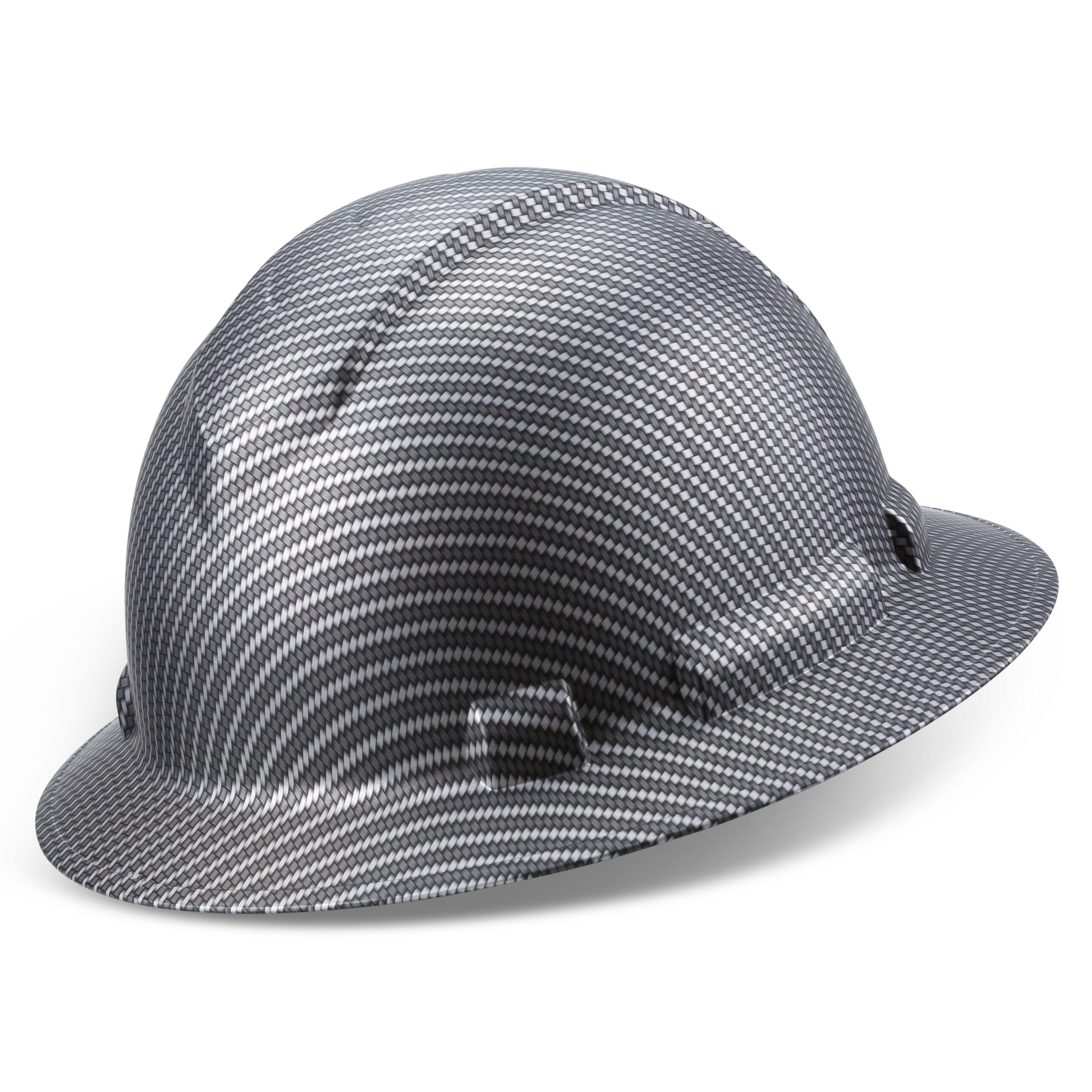 Full Brim Pyramex Hard Hat, Custom Sleek In Silver Design, Safety Helmet, 6 Point
