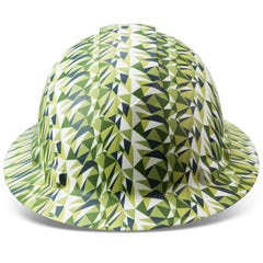 Full Brim Pyramex Hard Hat, Custom Emerald Triangles Design, Safety Helmet, 6 Point