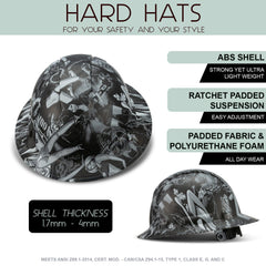 Full Brim Pyramex Hard Hat, Custom Ladykiller Design, Safety Helmet, 6 Point