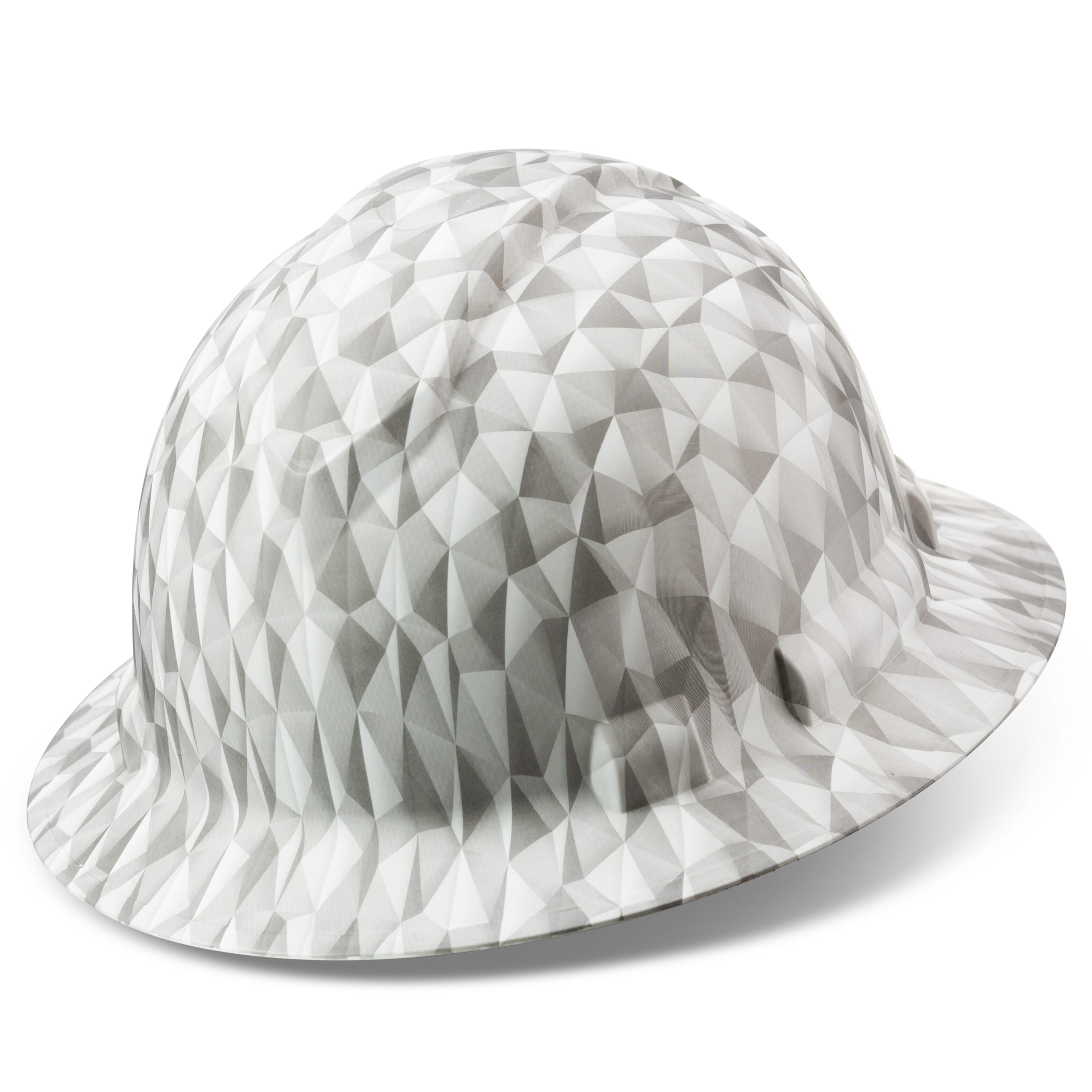 Full Brim Pyramex Hard Hat, Custom Gray Scale Design, Safety Helmet, 6 Point