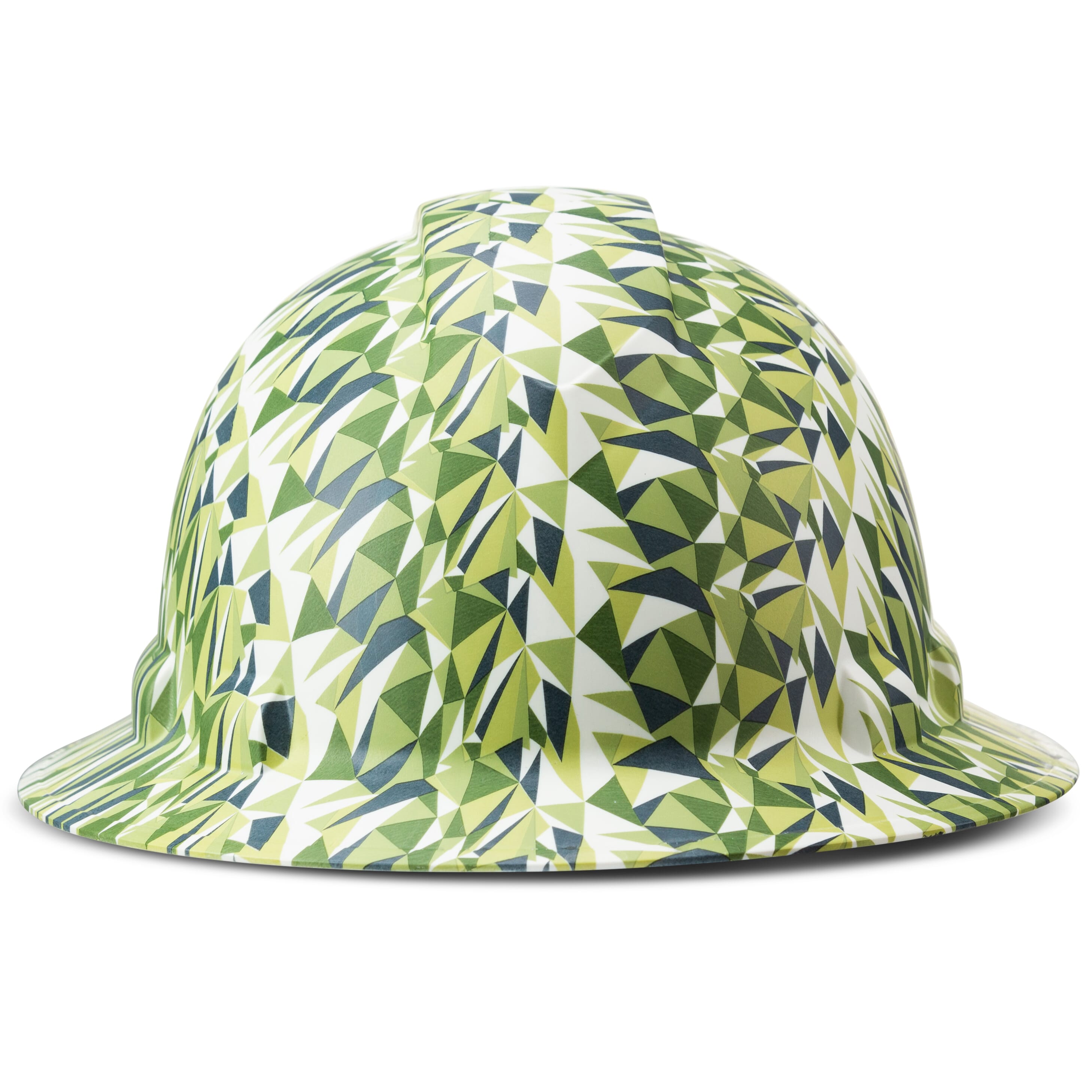Full Brim Pyramex Hard Hat, Custom Emerald Triangles Design, Safety Helmet, 6 Point