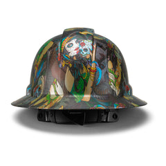 Full Brim Pyramex Hard Hat, Custom SeÃ±orita Muerte Design, Safety Helmet, 6 Point