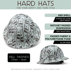 Full Brim Pyramex Hard Hat, Custom All About The Benjamins Design, Safety Helmet, 6 Point