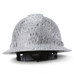 Full Brim Pyramex Hard Hat, Custom Morning Dew Design, Safety Helmet, 6 Point