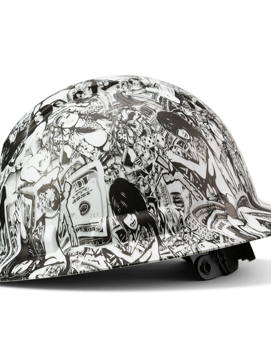 Full Brim Pyramex Hard Hat, Custom Money And Honeys Design, Safety Helmet, 6 Point