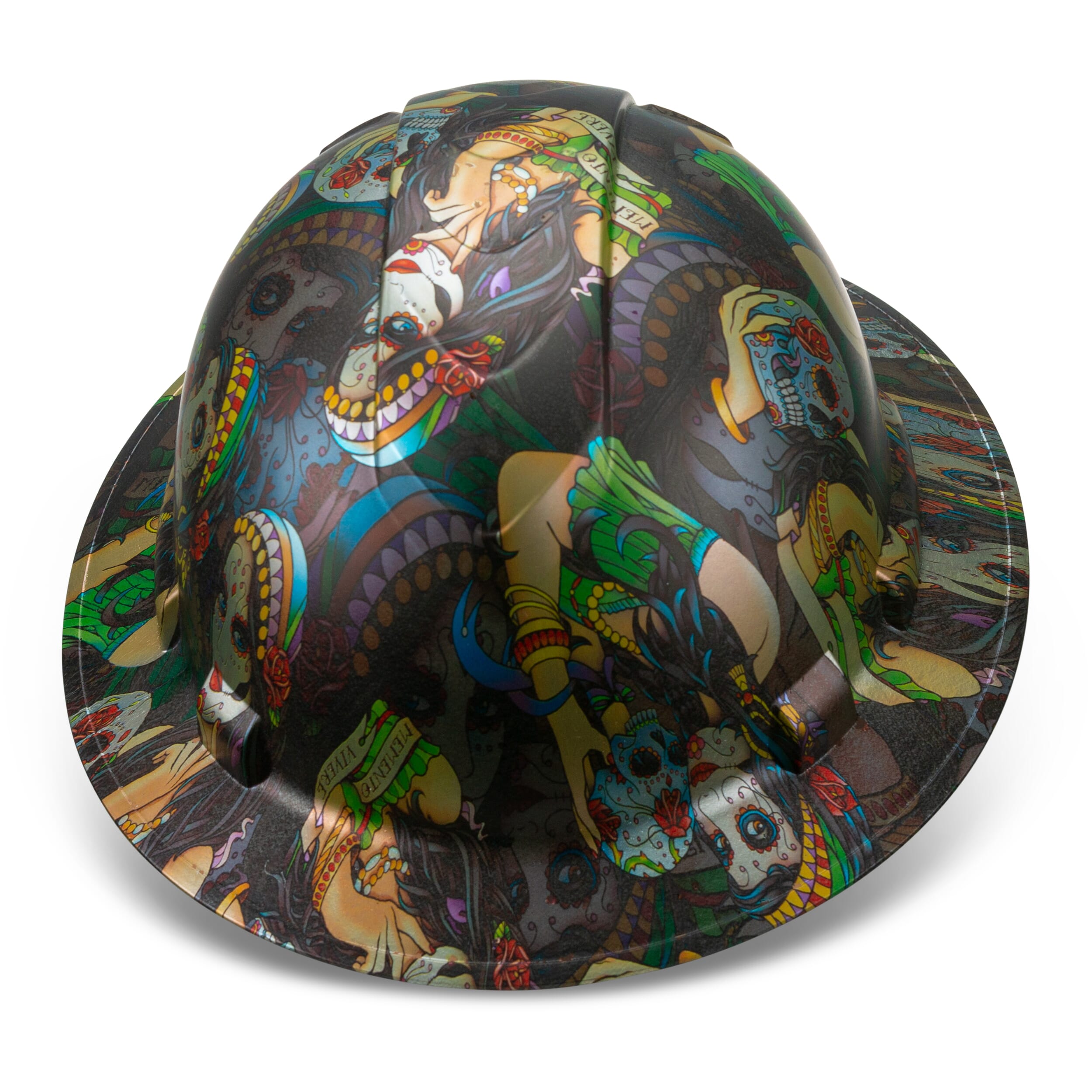 Full Brim Pyramex Hard Hat, Custom SeÃ±orita Muerte Design, Safety Helmet, 6 Point
