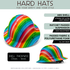 Full Brim Pyramex Hard Hat, Custom Rainbow Diamonds Design, Safety Helmet, 6 Point