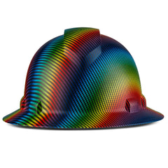 Full Brim Pyramex Hard Hat, Custom Rainbow Refraction Design, Safety Helmet, 6 Point