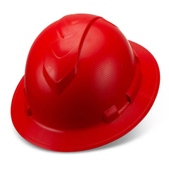 Full Brim Pyramex Hard Hat, Custom Red Textured Design, Safety Helmet, 6 Point