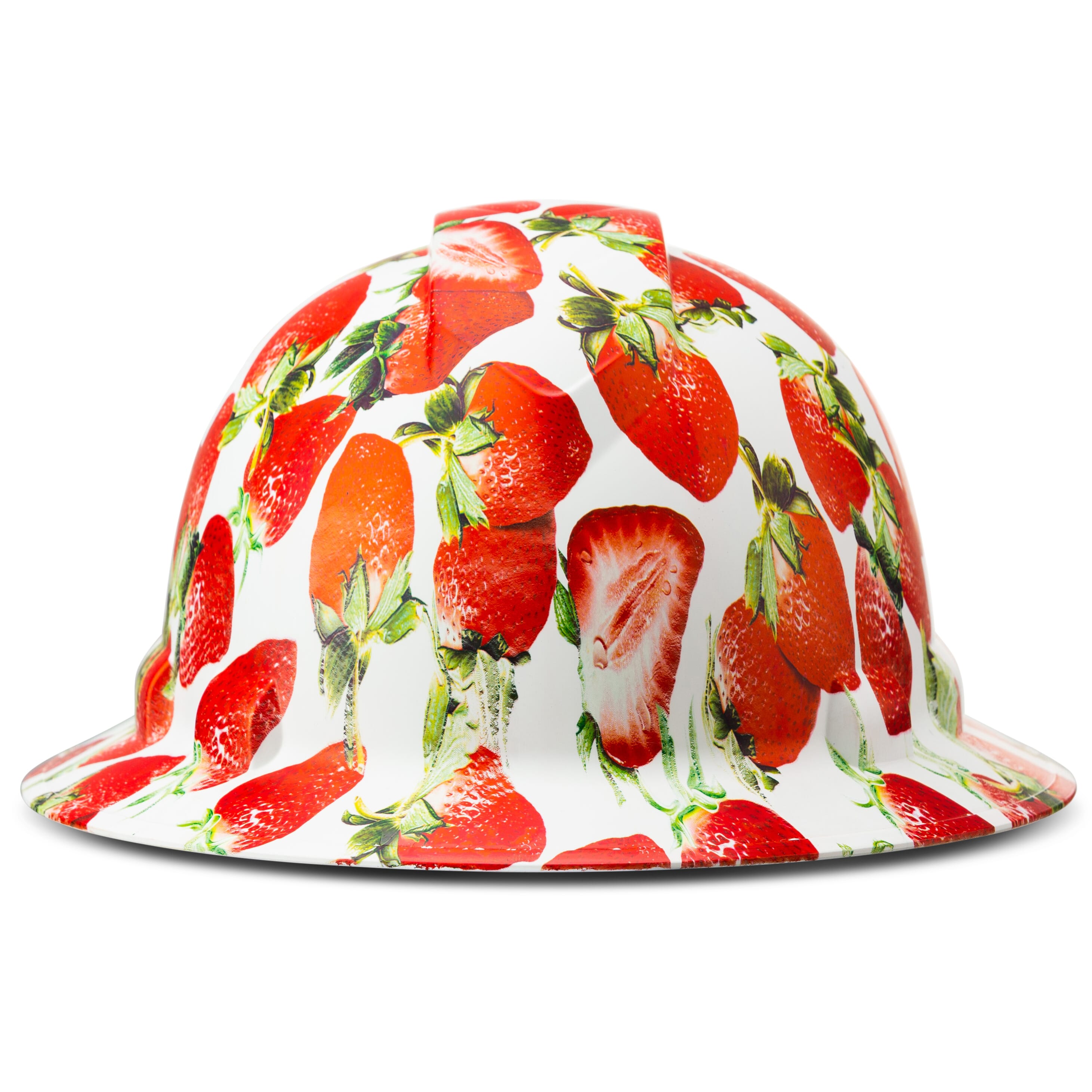 Full Brim Pyramex Hard Hat, Custom Strawberry Fields Design, Safety Helmet, 6 Point