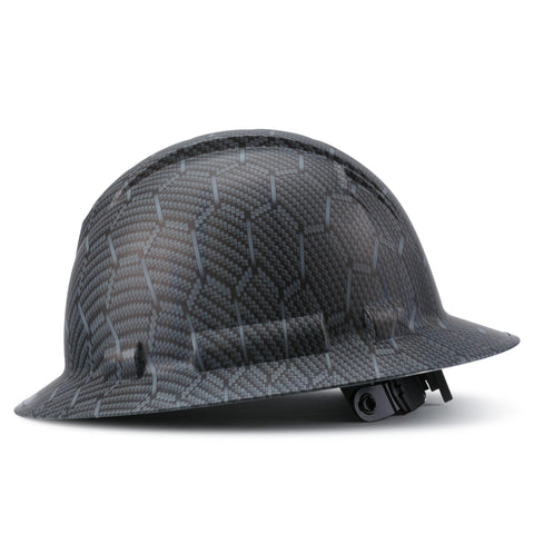 Full Brim Pyramex Hard Hat, Custom Gray Honeycomb, Dark Gray Hat Design, Safety Helmet, 6 Point