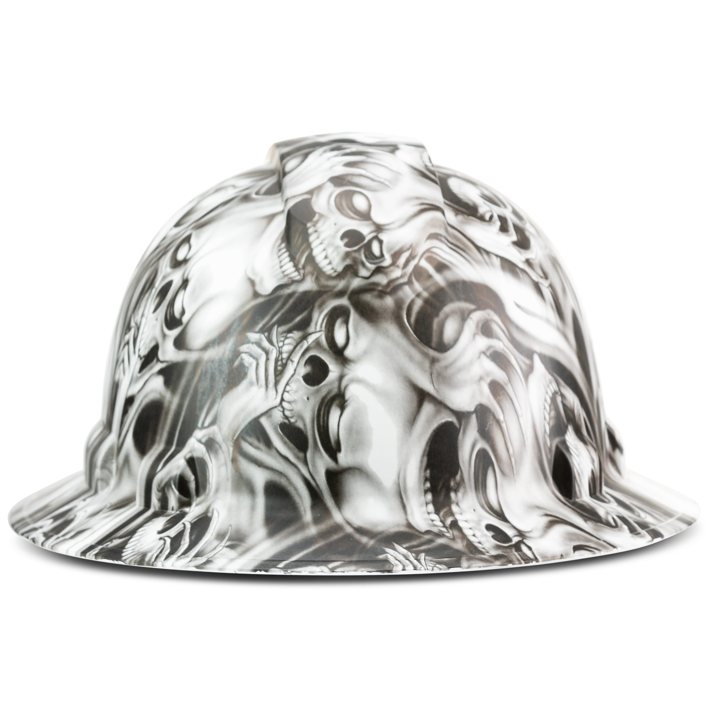Full Brim Pyramex Hard Hat, Custom Three Wise Skulls Design, Safety Helmet, 6 Point