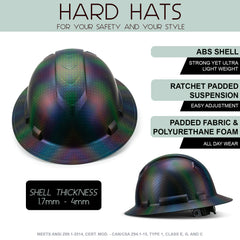 Full Brim Pyramex Hard Hat, Custom The Chameleon Design, Safety Helmet, 6 Point