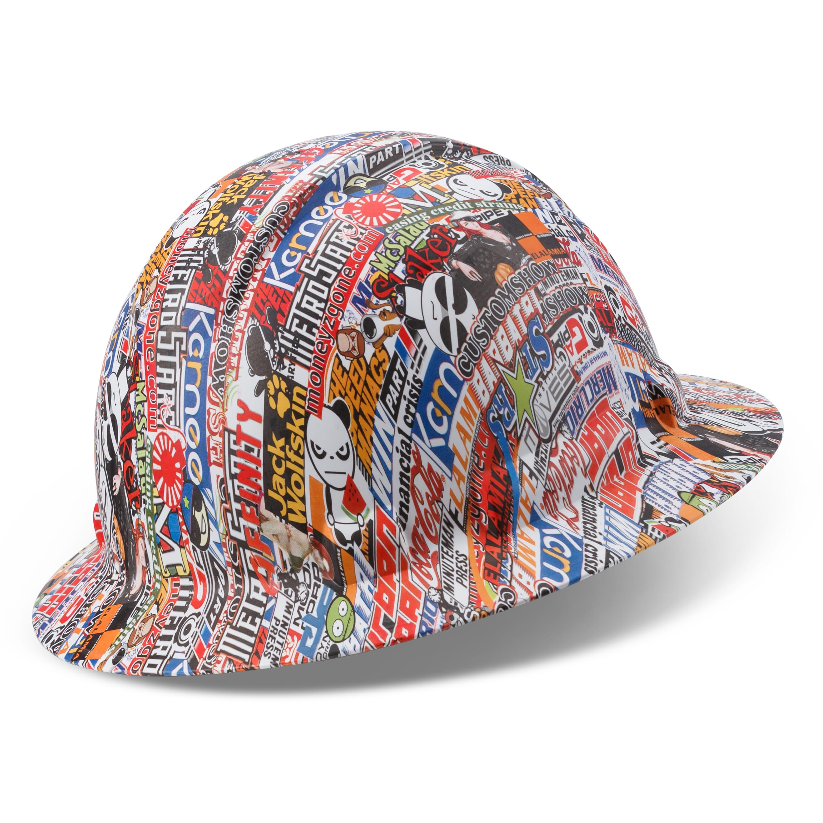Full Brim Pyramex Hard Hat, Custom Logo-A-Gogo Design, Safety Helmet, 6 Point