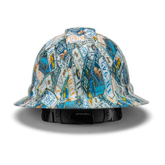 Full Brim Pyramex Hard Hat, Custom Cross Country Design, Safety Helmet, 6 Point
