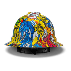 Full Brim Pyramex Hard Hat, Custom Vibrant Vandal Design, Safety Helmet, 6 Point