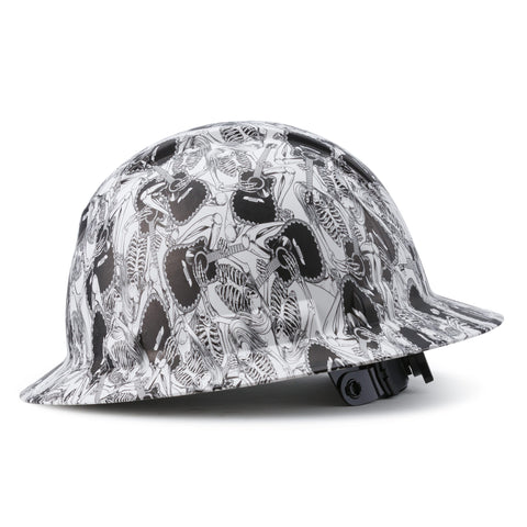 Full Brim Pyramex Hard Hat, Custom Acoustic Apocalypse Design, Safety Helmet, 6 Point