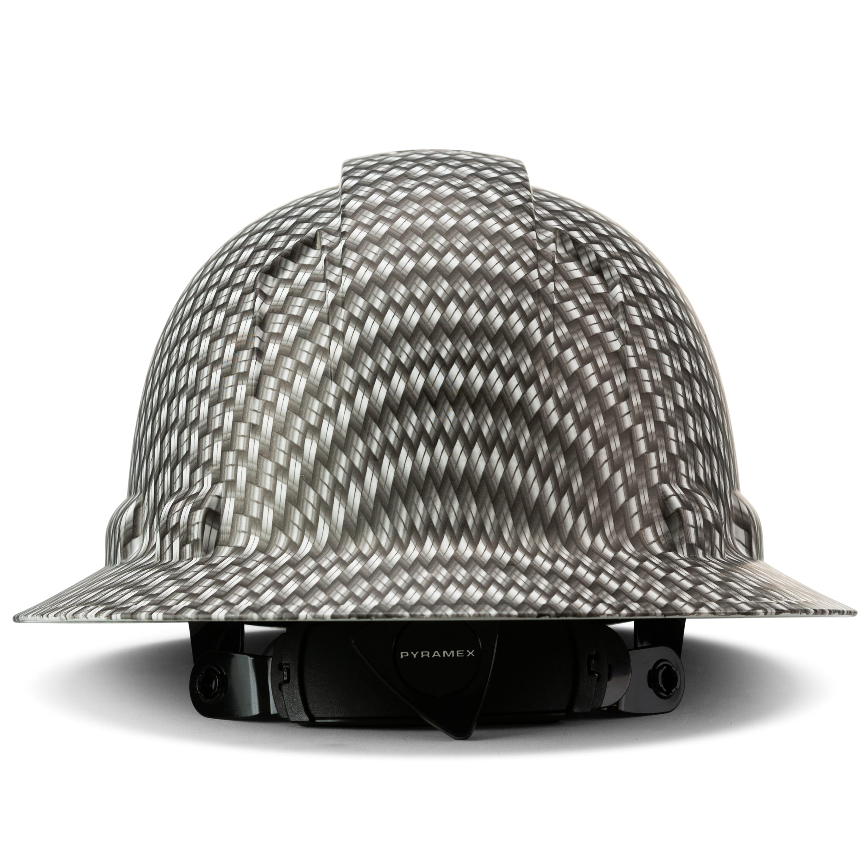 Full Brim Pyramex Hard Hat, Custom Woven Steel Design, Safety Helmet, 6 Point