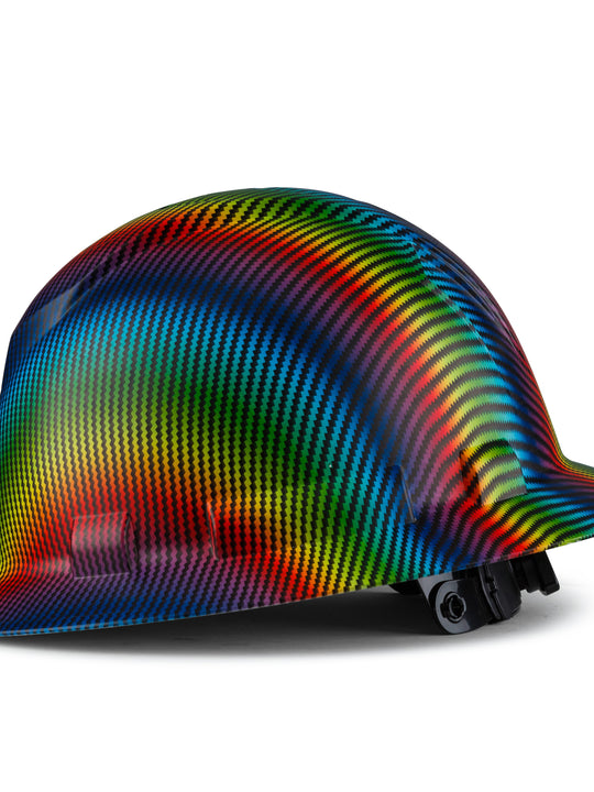 Full Brim Pyramex Hard Hat, Custom Rainbow Refraction Design, Safety Helmet, 6 Point