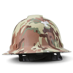 Full Brim Pyramex Hard Hat, Custom Army Camo Design, Safety Helmet, 6 Point